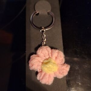 Handmade Pink Floral Keychain Accessory